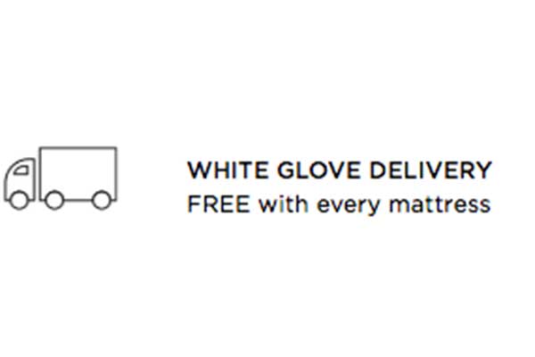 Screenshot from Tempur-Pedic website. "White Glove Delivery FREE with every mattress"