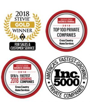 Cross Country Home Services award badges as shown on their website.