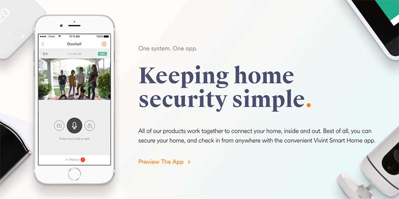 Screenshot from Vivint Website.