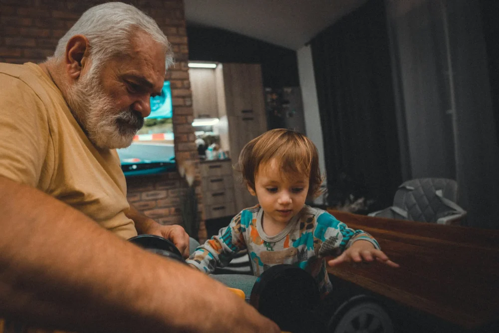 grandfather with toddler