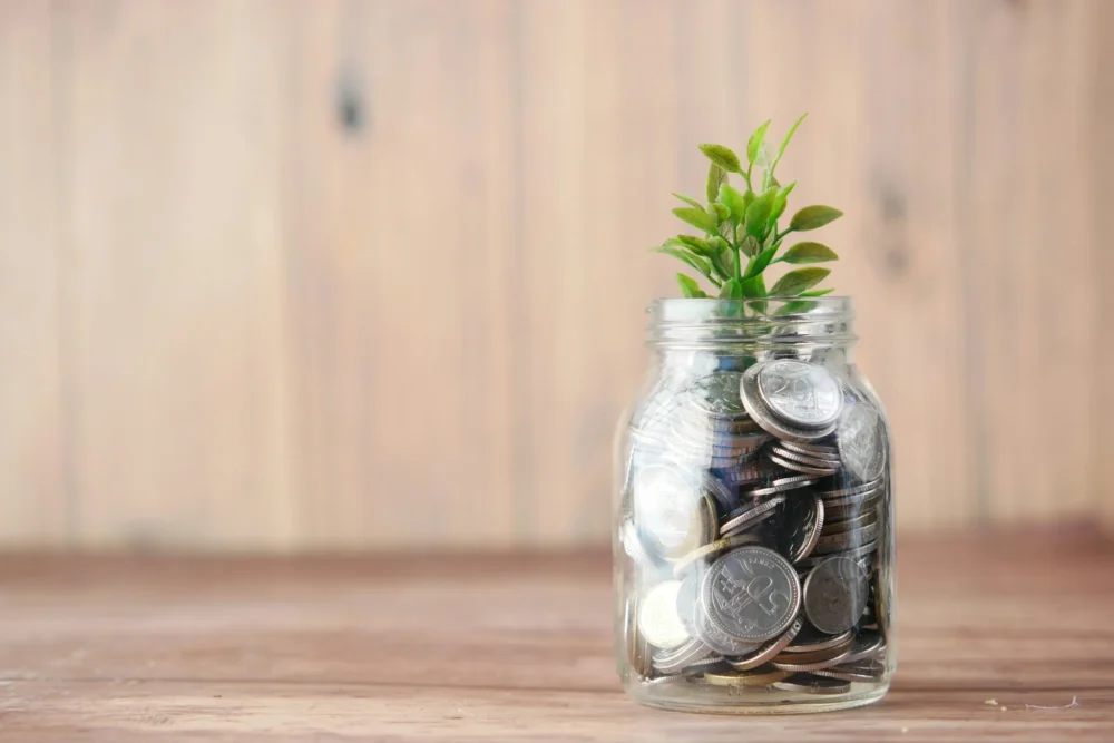 Plant and coins inside a glass jar: Photo by Towfiqu barbhuiya on Unsplash