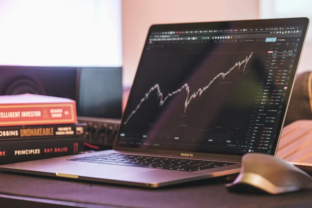 tracking stocks on a laptop
