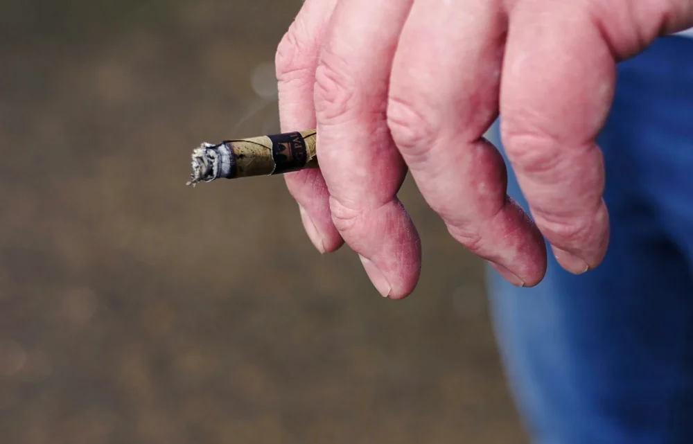 A man holding a smoking cigarette in his hand: Photo by Elsa Olofsson on Unsplash